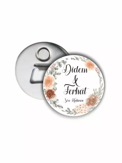 Söz Açacak Magneti Soft Çiçek Çerçeve Tema | 58mm Magnet Açacak | Zajabaskı
