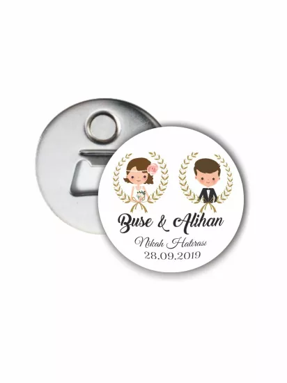Söz Nişan Açacak Magnet Gelin Damat Tema | 58mm Magnet Açacak | Zajabaskı