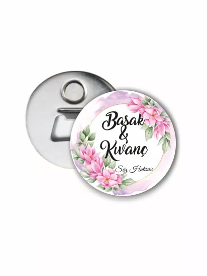 Söz Nişan Açacak Magnet Soft Çiçek Tema | 58mm Magnet Açacak | Zajabaskı