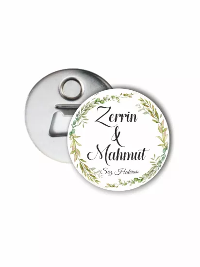 Söz Nişan Açacak Magneti Soft Yeşil Çiçek Konsept | 58mm Magnet Açacak | Zajabaskı