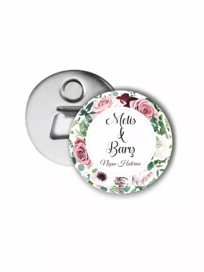 Söz Nişan Düğün Açacak Magnet Çiçek Çerçeve Konsept | 58mm Magnet Açacak | Zajabaskı
