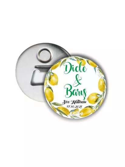 Söz Nişan Düğün Açacak Magnet Limon Konsept | 58mm Magnet Açacak | Zajabaskı