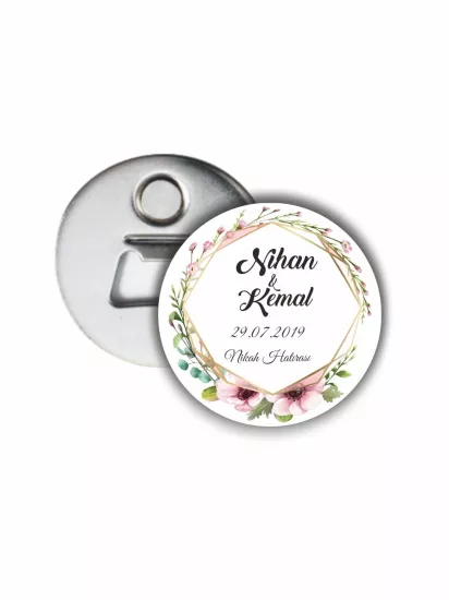 Söz Nişan Düğün Açacak Magnet Pembe Soft Çiçek Tema | 58mm Magnet Açacak | Zajabaskı