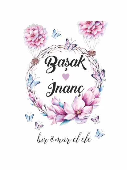 Söz Nişan Düğün Ayaklı Karşılama Panosu Modelleri ve Fiyatları – Pembe Çiçekli Kelebekli Romantik Bahar Konsept | Zajabaskı