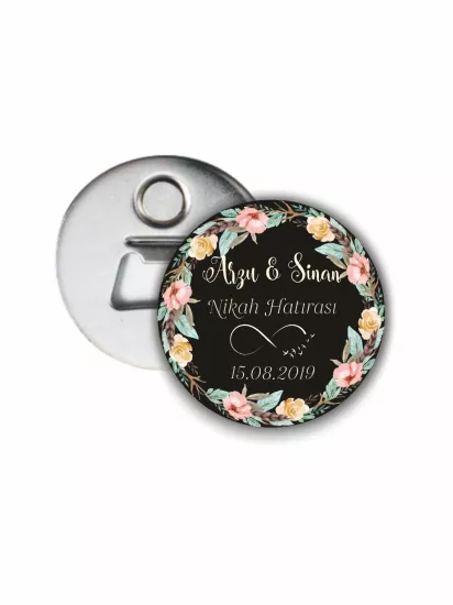 Söz Nişan Düğün Hatırası Açacak Magnet Boho Çiçekler Tema | 58mm Magnet Açacak | Zajabaskı