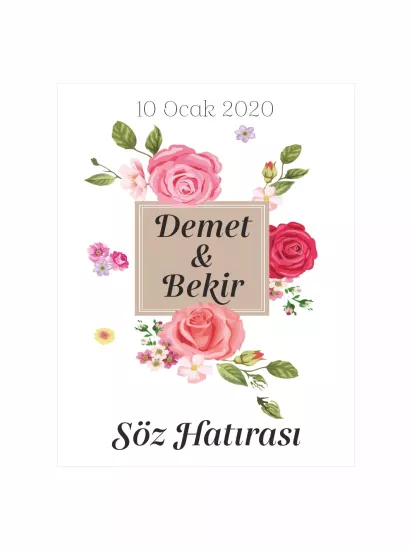 Söz Nişan Nikah Düğün Hatıra Magneti Modelleri ve Fiyatları – Pembe Gül Çiçekli Vintage Romantik Magnet | Zajabaskı