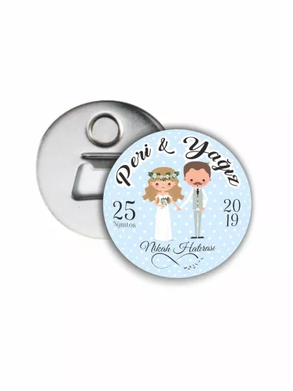 Söz Nişan Nikah Düğün Hatırası Açacak Magneti Gelin Damat Tema | 58mm Magnet Açacak | Zajabaskı