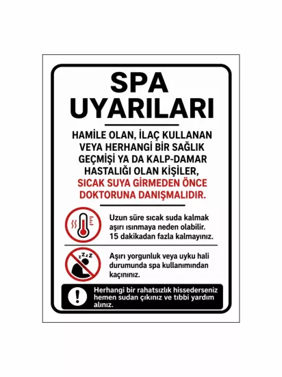 SPA Uyarı Levhası 40x30 cm | SPA Kuralları | Zajabaskı