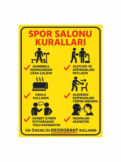 Spor Salonu Kuralları Uyarı Levhası 40x30 Foreks Modelleri ve Fiyatları | ZajaBaskı