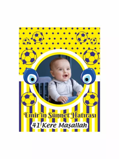 Sünnet Magneti Resimli Sarı Lacivert Futbol Toplu Puantiyeli 41 Kere Maşallah Temalı Sünnet Hatırası Magneti | Zajabaskı