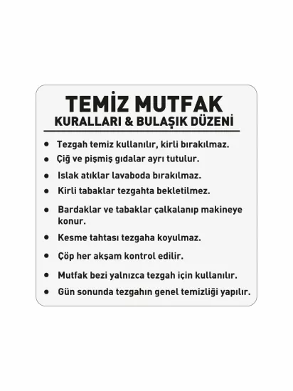 Temiz Mutfak Kuralları Folyo Sticker Etiket 15x15 cm Modelleri ve Fiyatları | ZajaBaskı