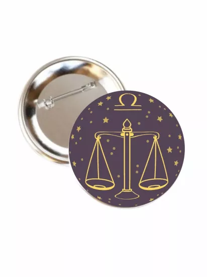 Terazi Burcu Buton Rozet 58mm İğneli Rozet | Zaja Baskı