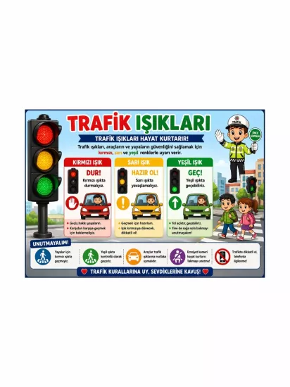 Trafik Işıkları Sınıf Öğrenci Okul Afişi | Trafik Eğitimi | ZajaBaskı