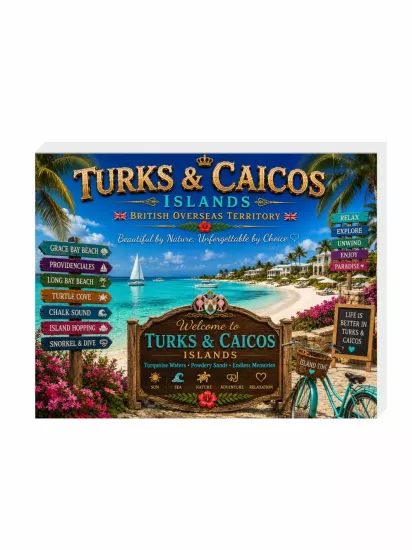 Turks ve Caicos Adaları Magnet Buzdolabı Süsü | ZajaBaskı