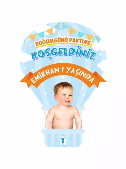Uçan Balon Temalı Doğum Günü Ayaklı Karşılama Panosu Modelleri ve Fiyatları | Zajabaskı
