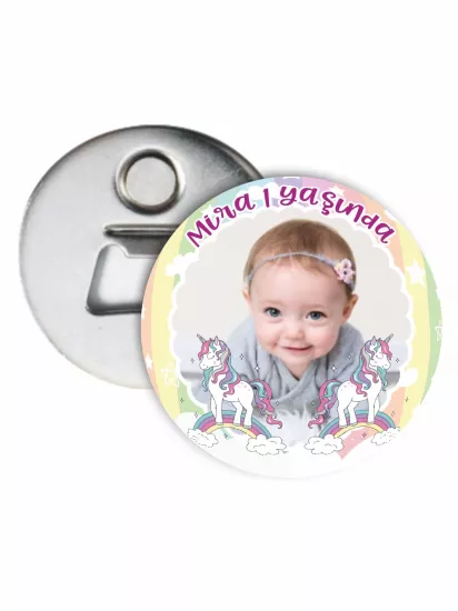 Unicorn Temalı Resimli Doğum Günü Açacak Magnet 58mm | ZAJABASKI
