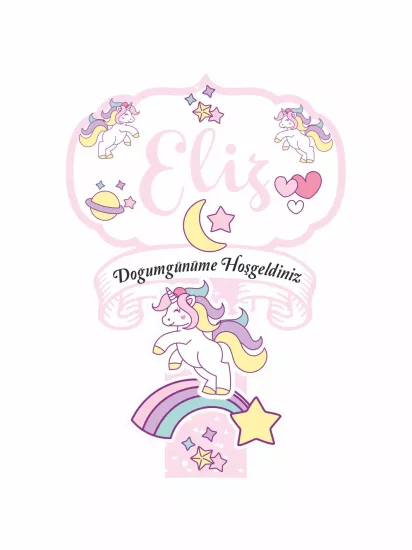 Unicorn Temalı Doğum Günü Ayaklı Karşılama Panosu Modelleri ve Fiyatları | Zajabaskı