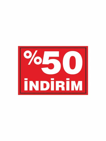 %50 İndirim PVC Etiket | Mandallı Kampanya Kartı | Yarı Fiyat Mağaza Etiketi | Zajabaskı
