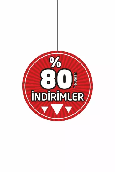 %80’e Varan İndirimler Yazılı Mağaza Dönkartı – Tavan Askılı Büyük Kampanya Kartı
