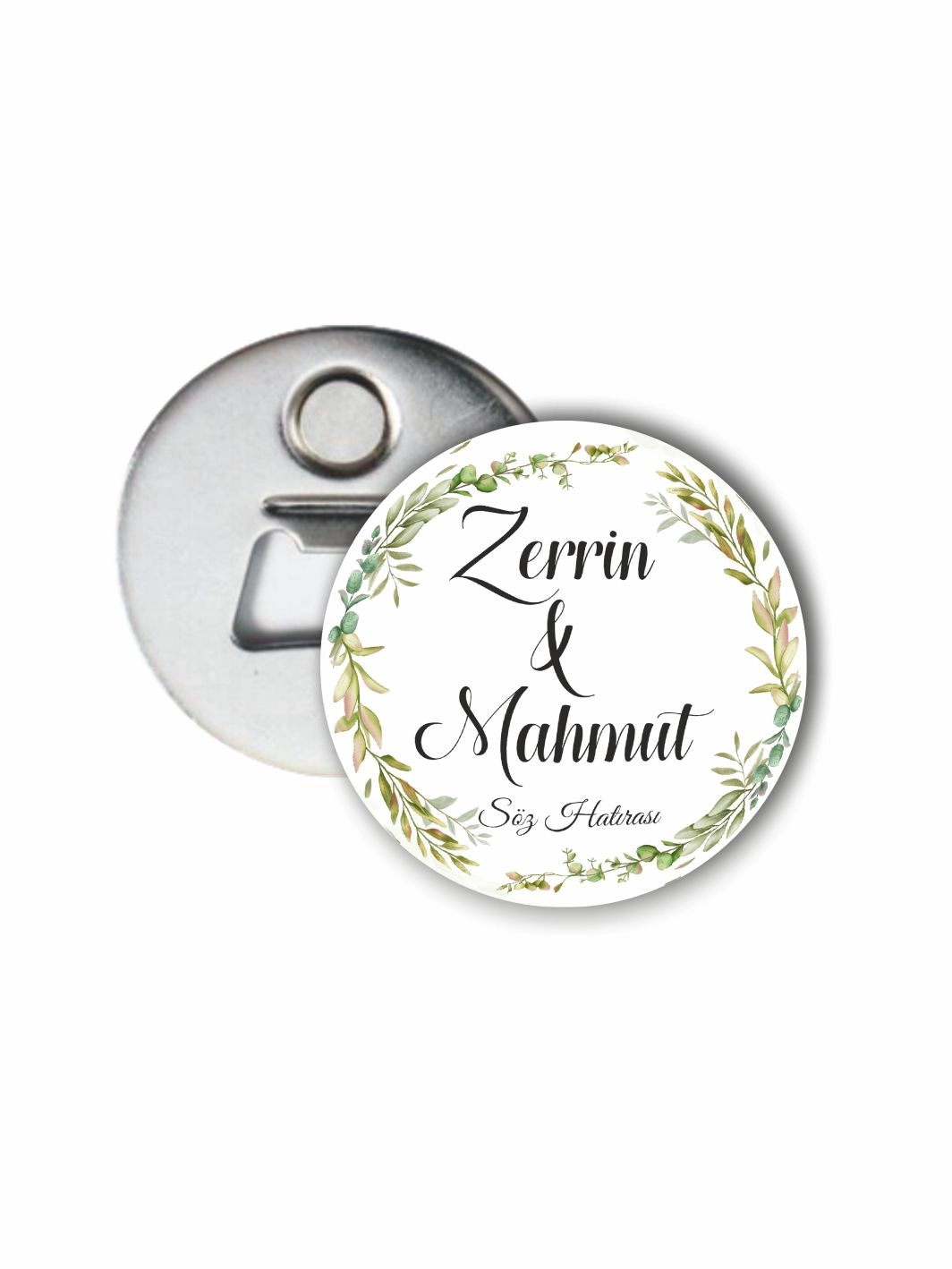 Söz Nişan Açacak Magneti Soft Yeşil Çiçek Konsept 58mm Buton Magnet  