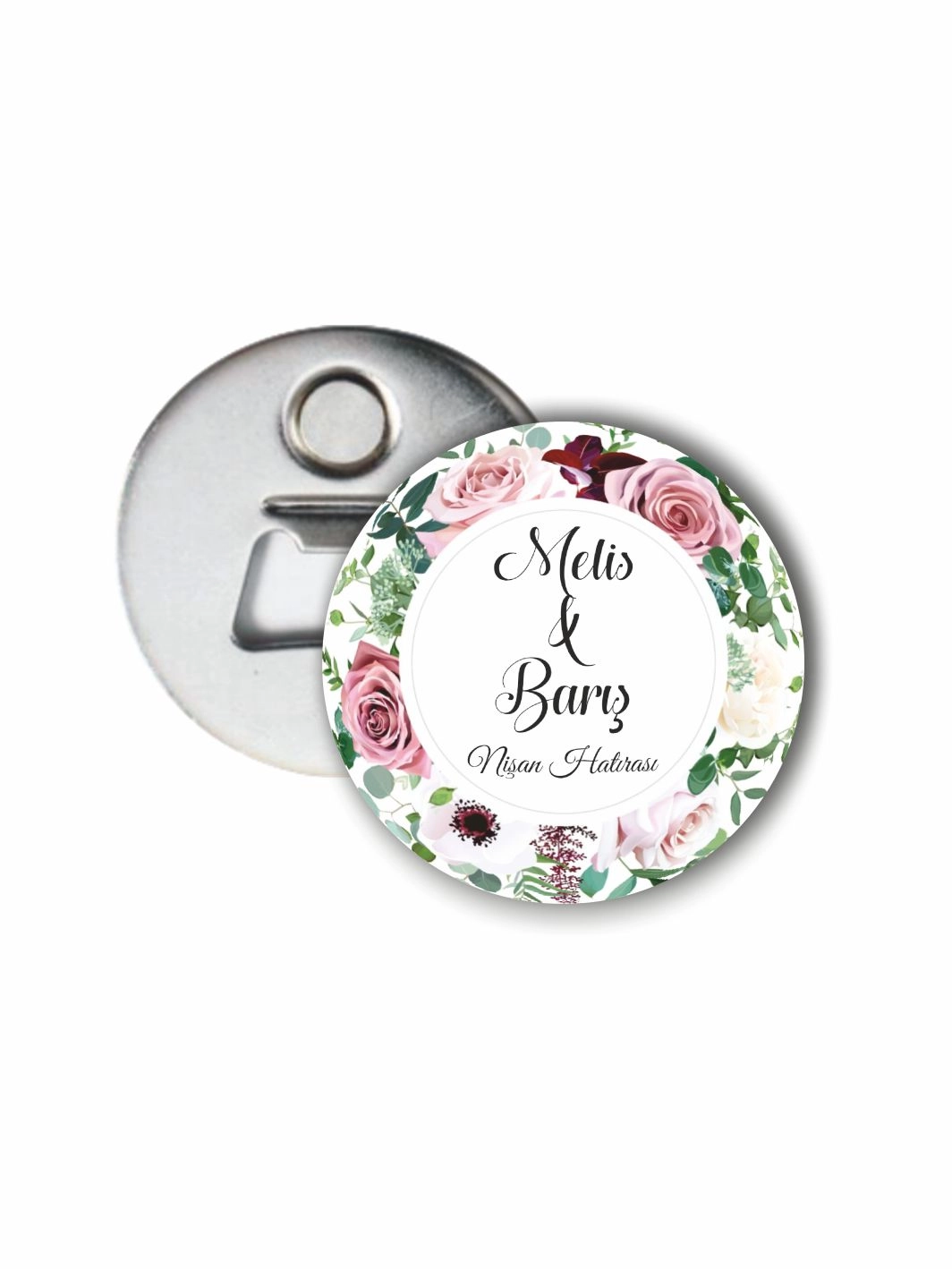 Söz Nişan Düğün Açacak Magnet Çiçek Çerçeve Konsept 58mm Buton Magnet