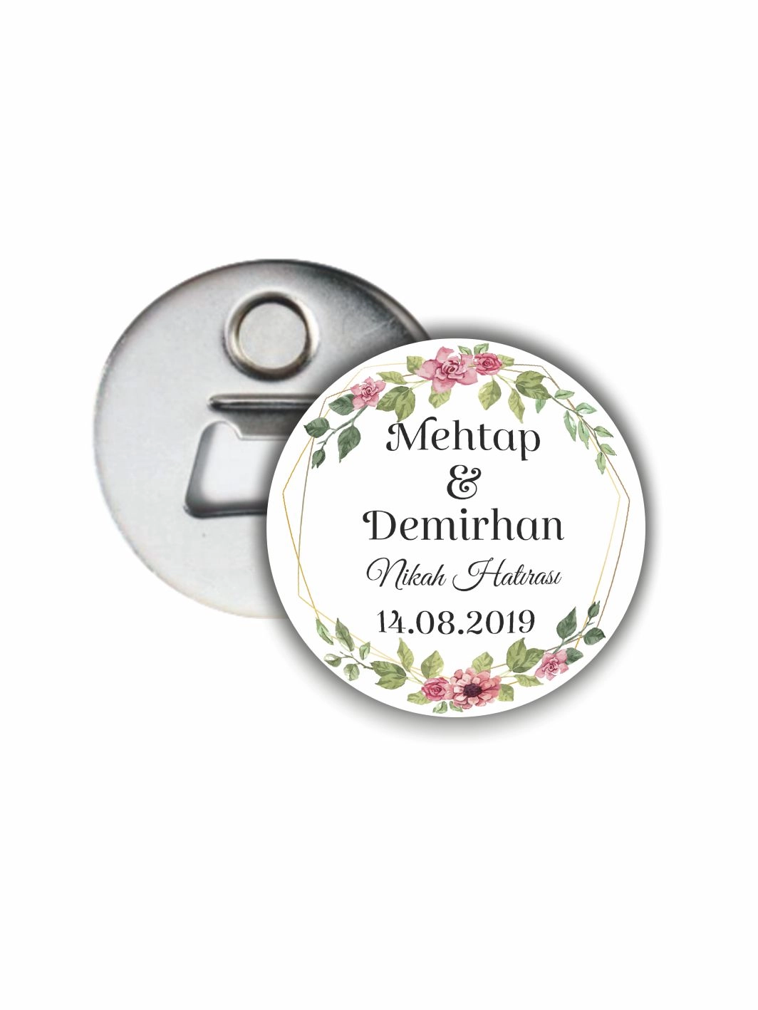 Söz Nişan Düğün Açacak Magneti Soft Çiçek Konsept 58mm Buton Magnet