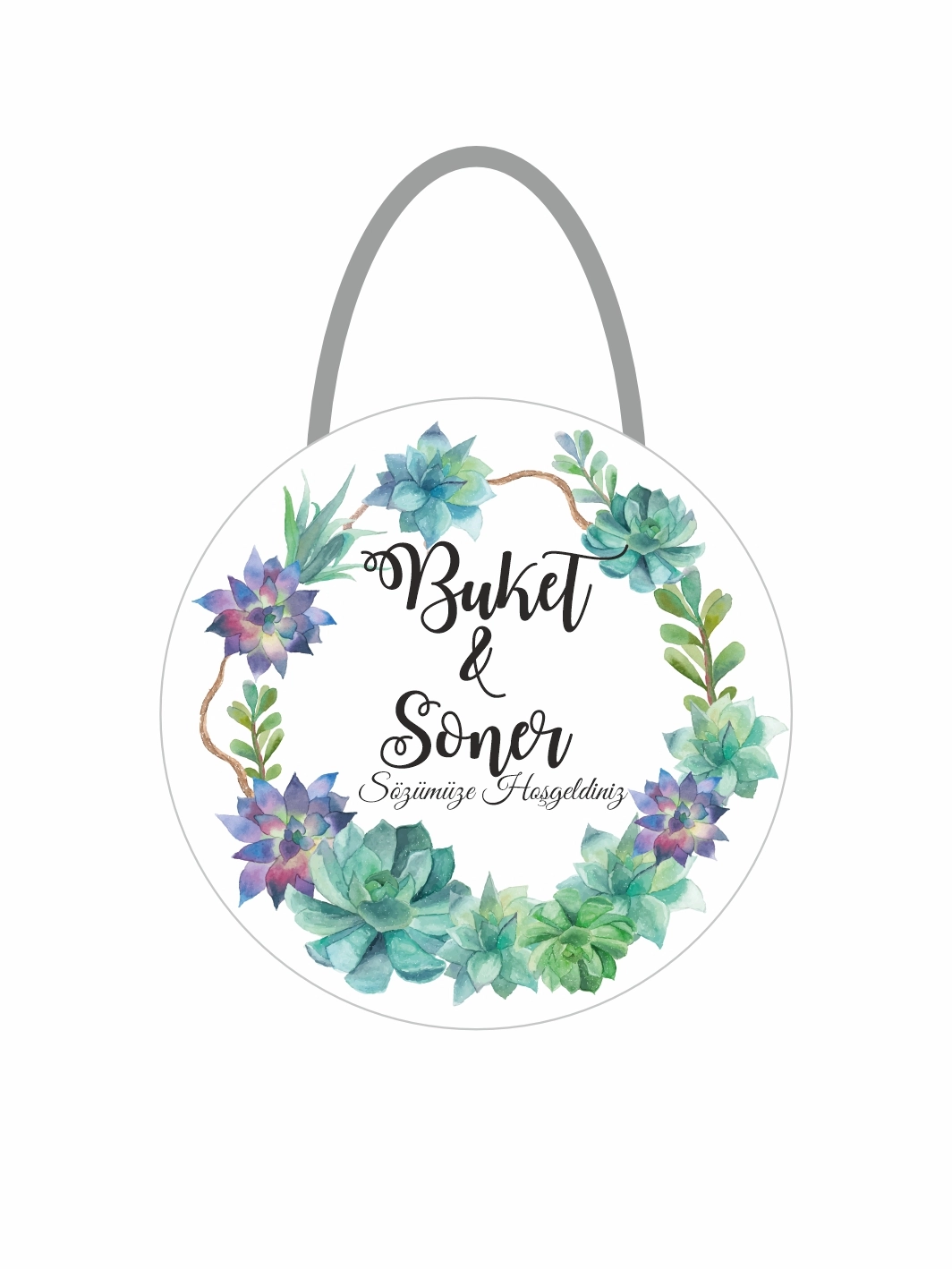 Söz Nişan Kapı Süsü Mint Çiçek Çerçeve Tema Dekoratif Kapı Süsü