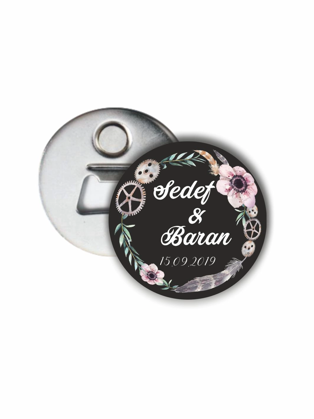 Söz Nişan Nikah Düğün Açacak Magnet Boho Çiçek Konsept 58mm Buton Magnet