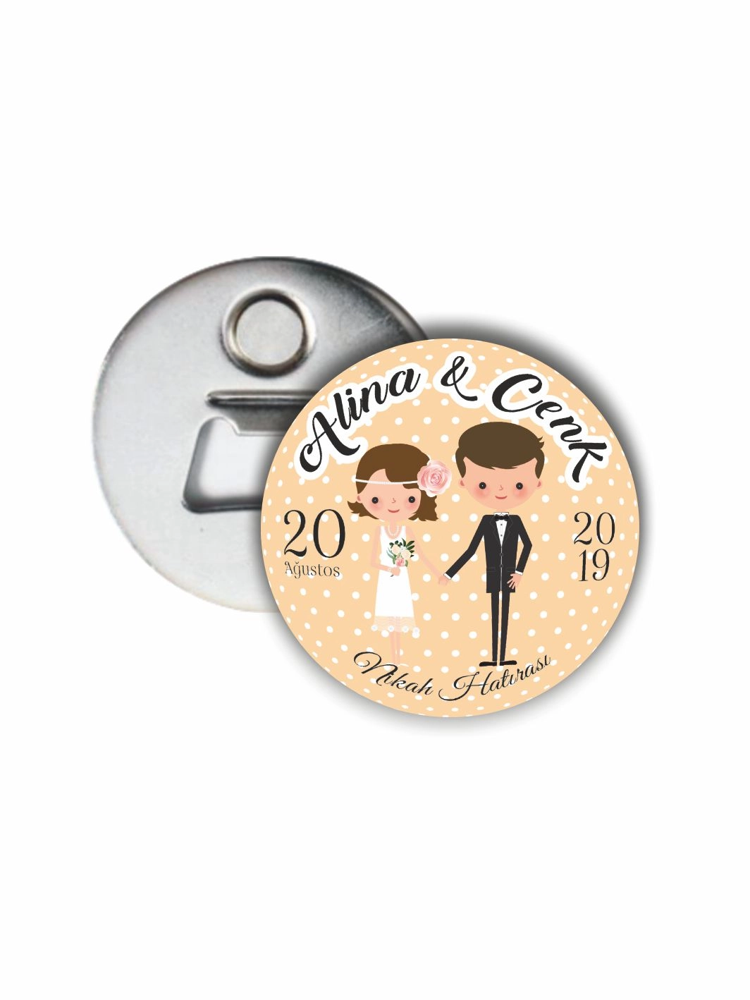 Söz Nişan Nikah Hatırası Hediye Açacak Magnet Gelin Damat Konsept 58mm Buton Magnet