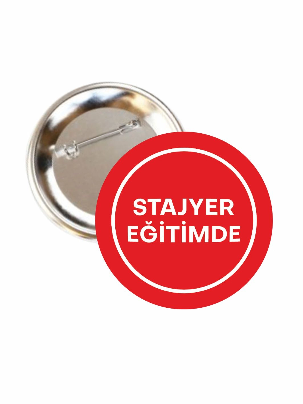 Stajyer Eğitimde Buton Rozet 58mm İğneli Personel Rozeti