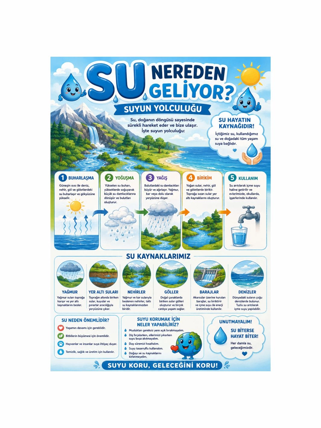 Su Nereden Geliyor? Okul Sınıf Öğrenci Afişi