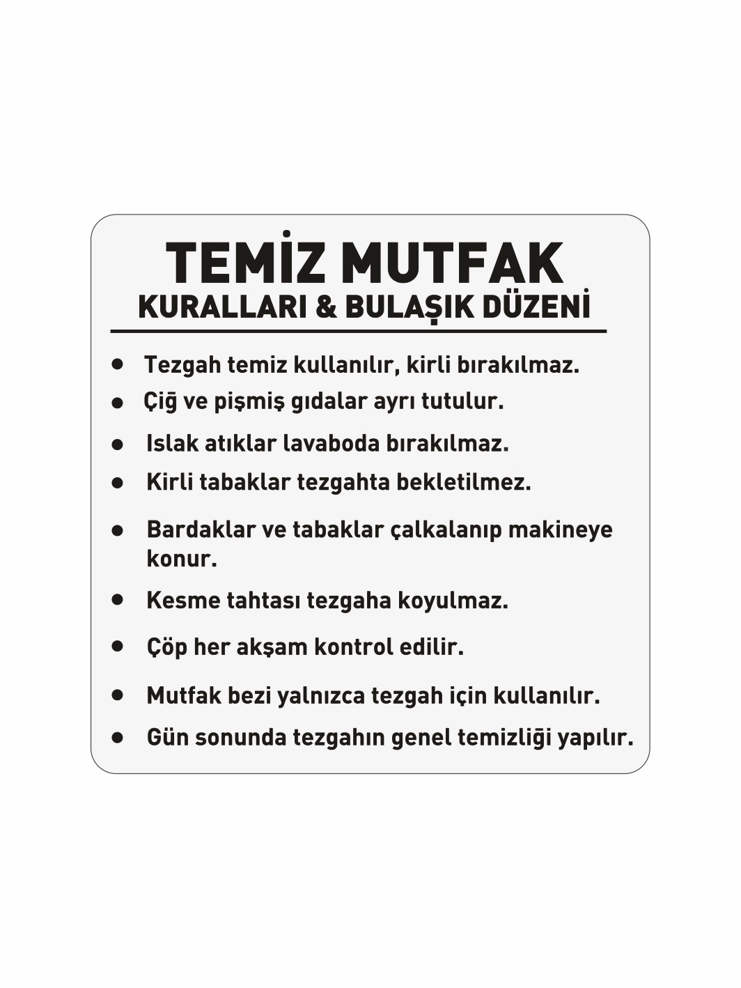 Temiz Mutfak Kuralları Folyo Sticker Etiket