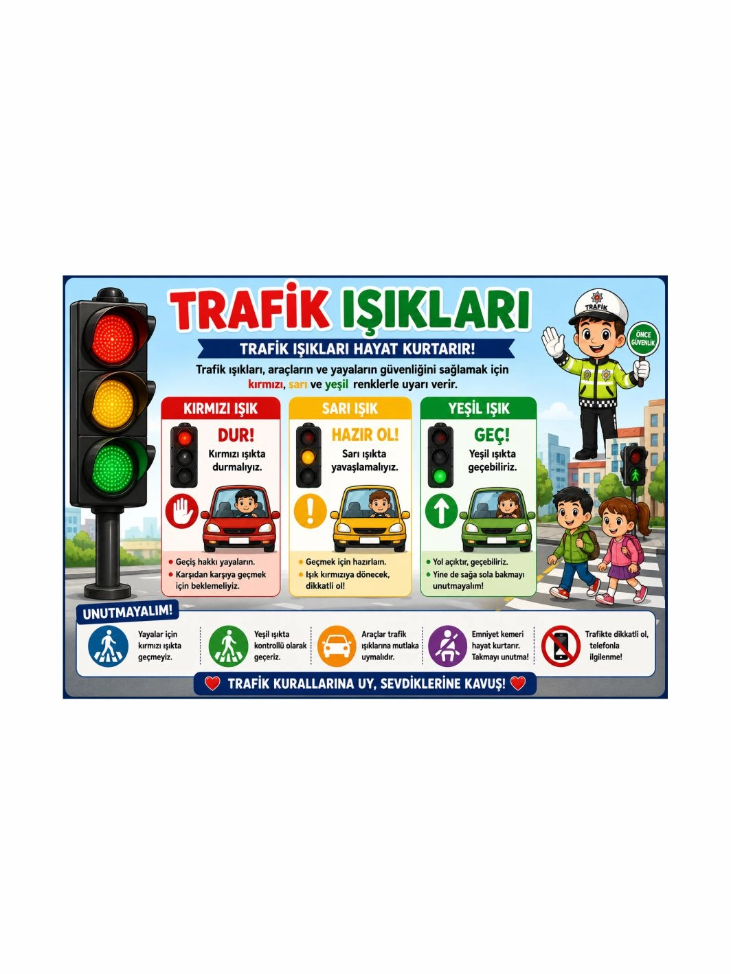 Trafik Işıkları Sınıf Öğrenci Okul Afişi