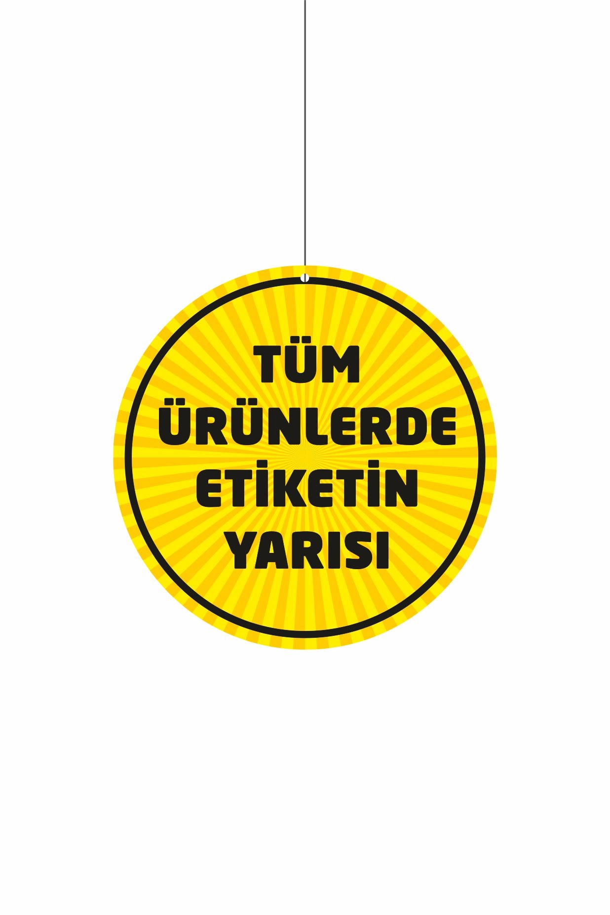 Tüm Ürünlerde Etiketin Yarısı Dönkart Sarı Zeminli Çift Yön Baskı