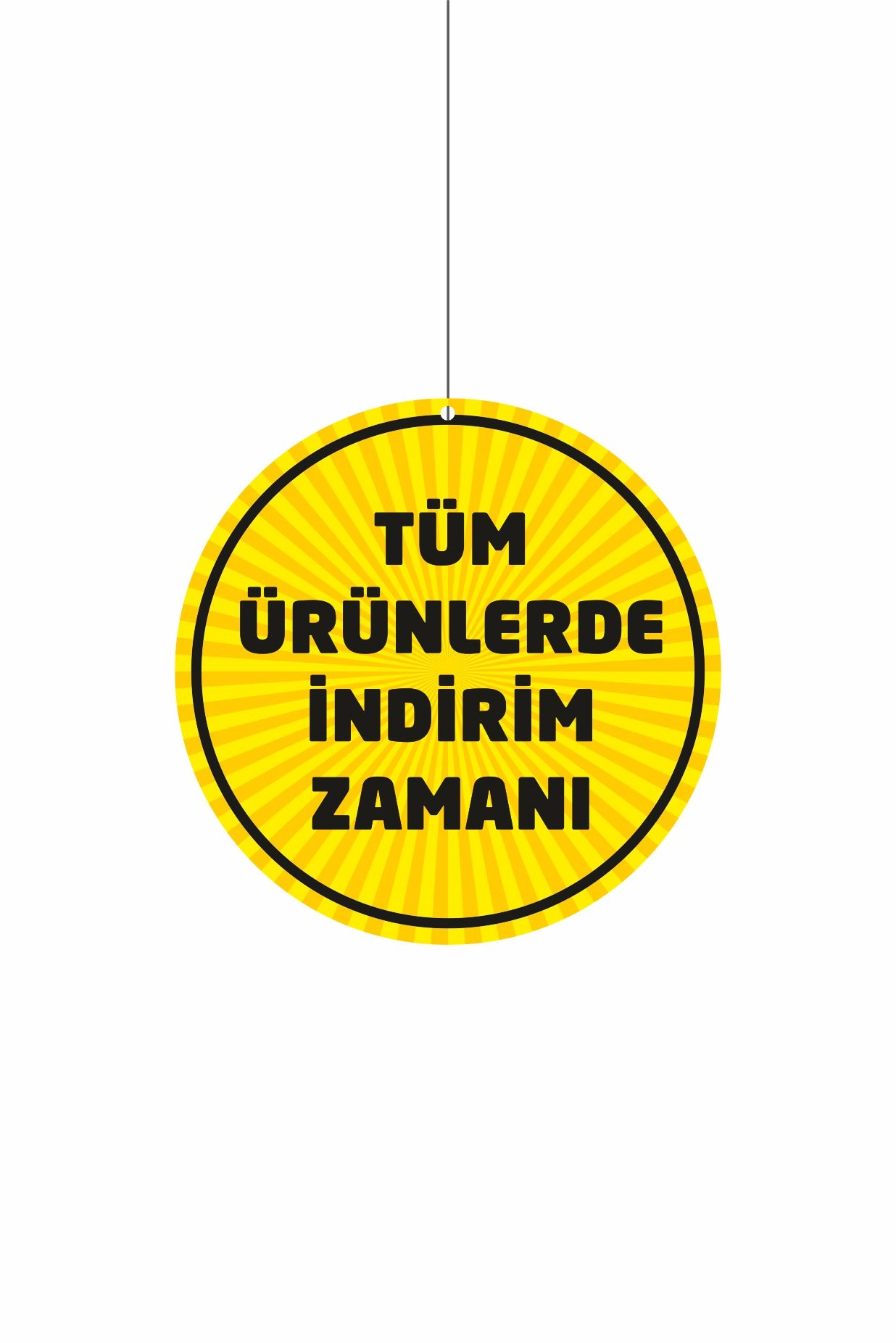 Tüm Ürünlerde İndirim Zamanı Mağaza Dönkartı – Tavan Askılı Kampanya Kartı
