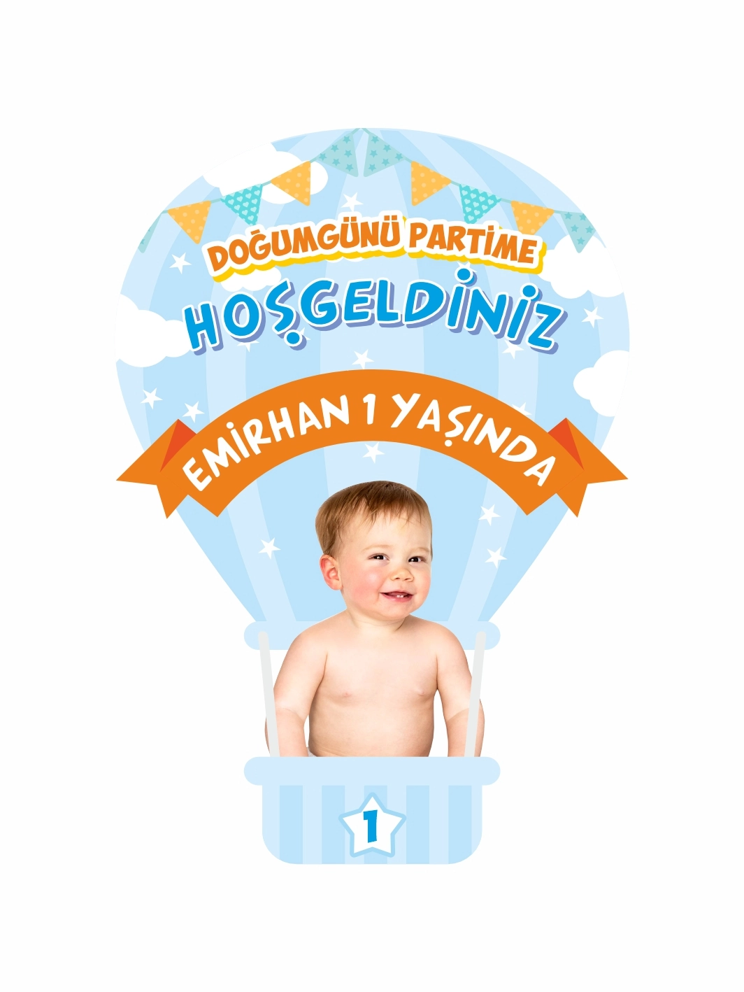 Uçan Balon Temalı Doğum Günü Ayaklı Karşılama Panosu