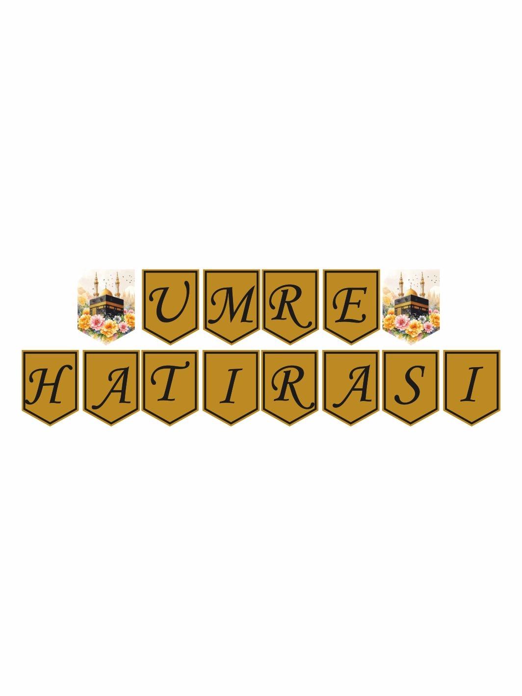 Umre Hatırası Flama Banner Gold Siyah Renk Kabe Temalı
