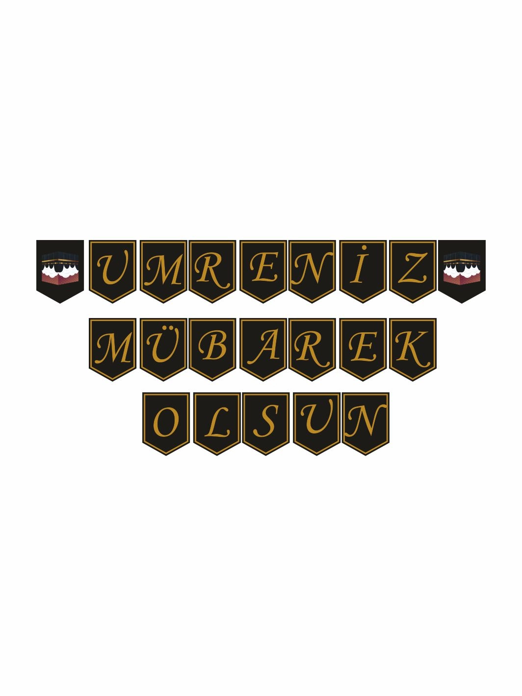 Umreniz Mübarek Olsun Flama Banner Kabe Konsept