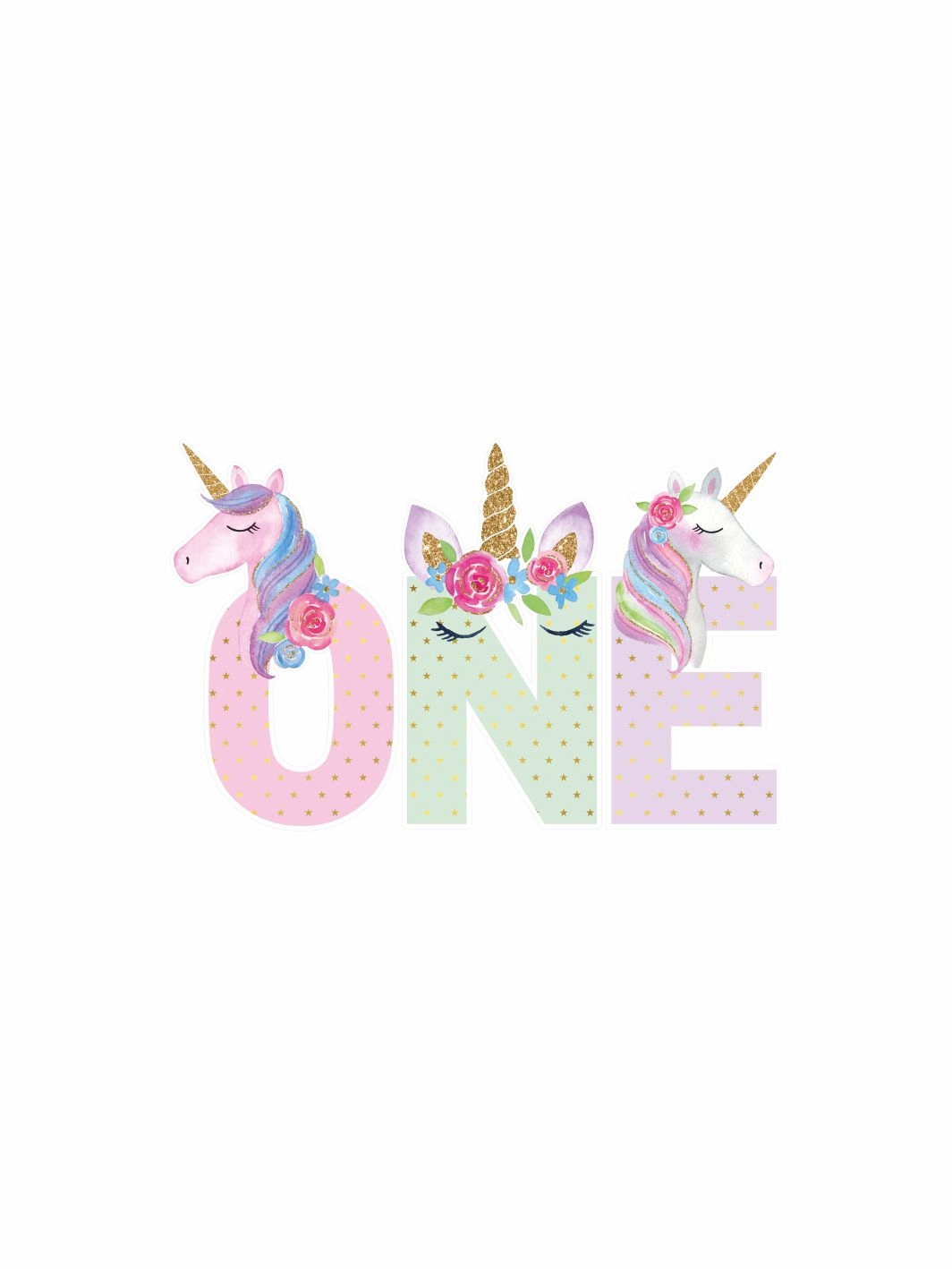 Unicorn Temalı ONE Yazılı 1 Yaş Doğum Günü Dekor Panosu Pastel Renkli Unicorn Parti Konsept Dekoru