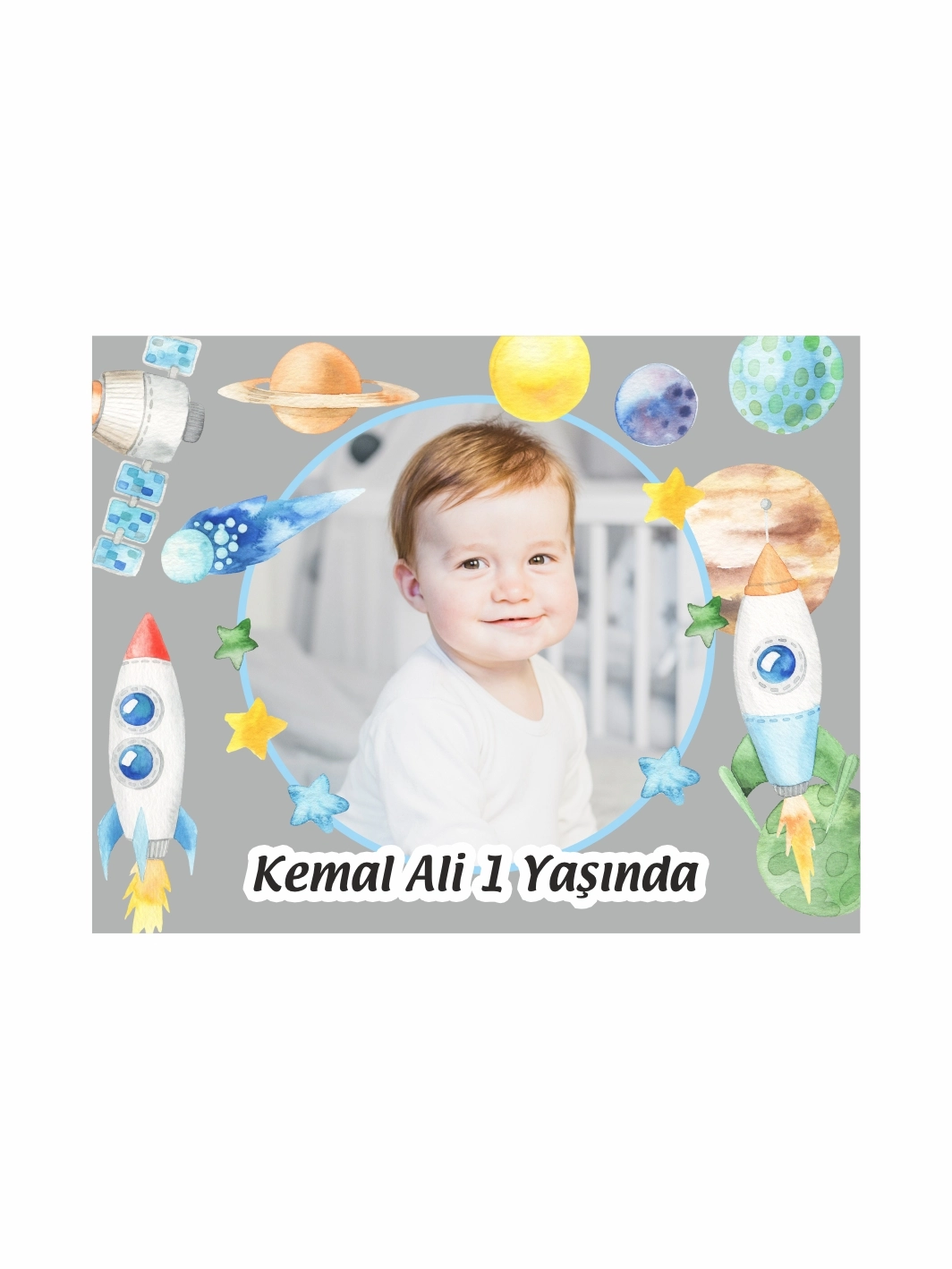 Uzay Temalı Doğum Günü Magneti