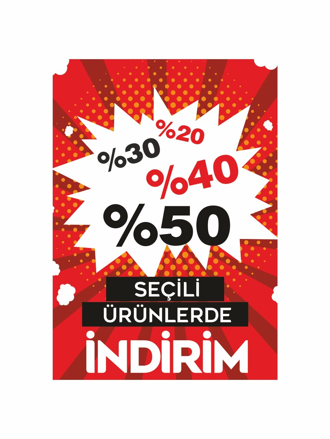 %20 %30 %40 %50 Seçili Ürünlerde İndirim Mağaza Ayaklı Karşılama Pano