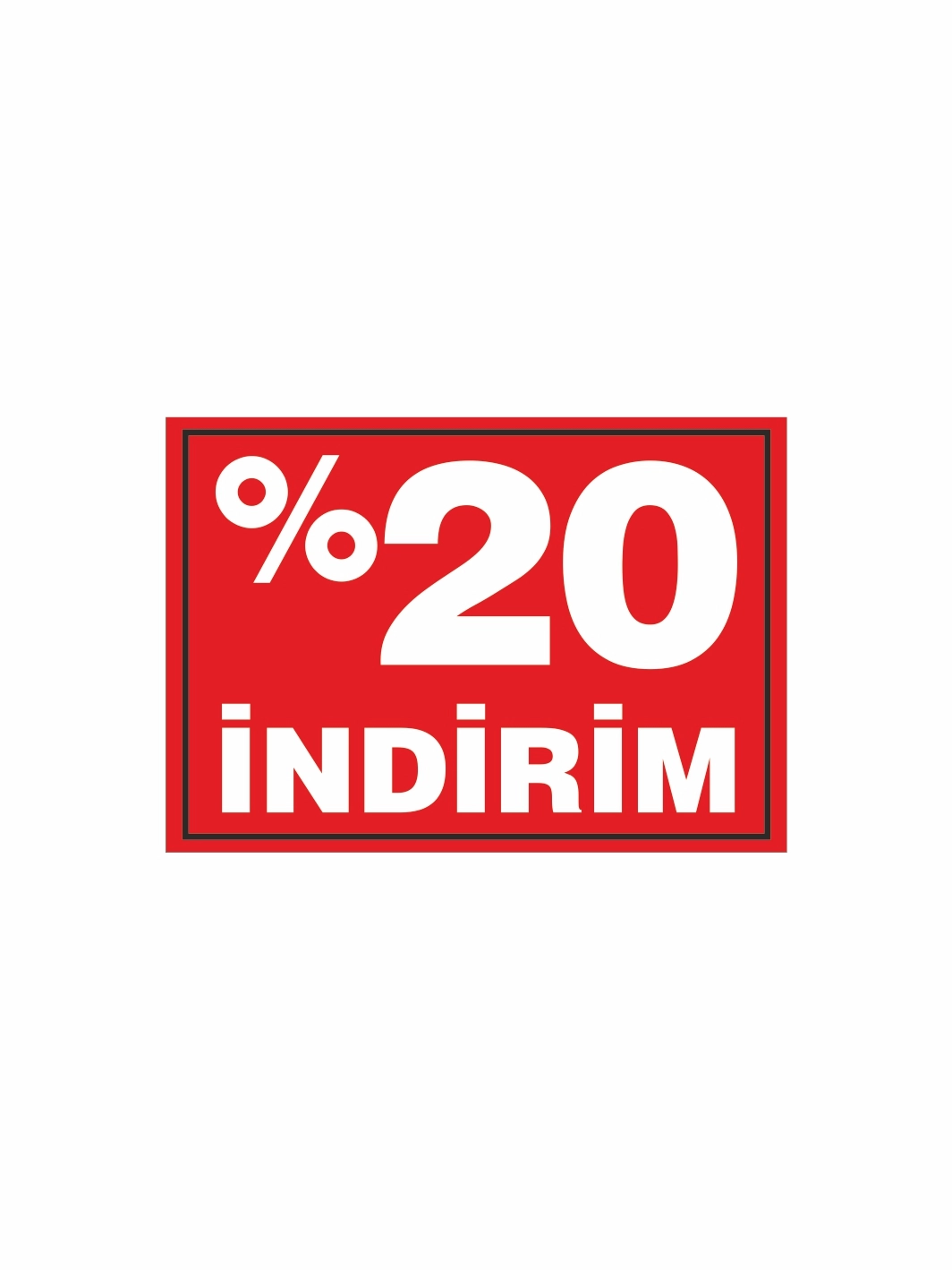 %20 İndirim Yazılı Mağaza PVC Etiketi – Mandallı Etiket Tutucu Uyumlu Kampanya Kartı