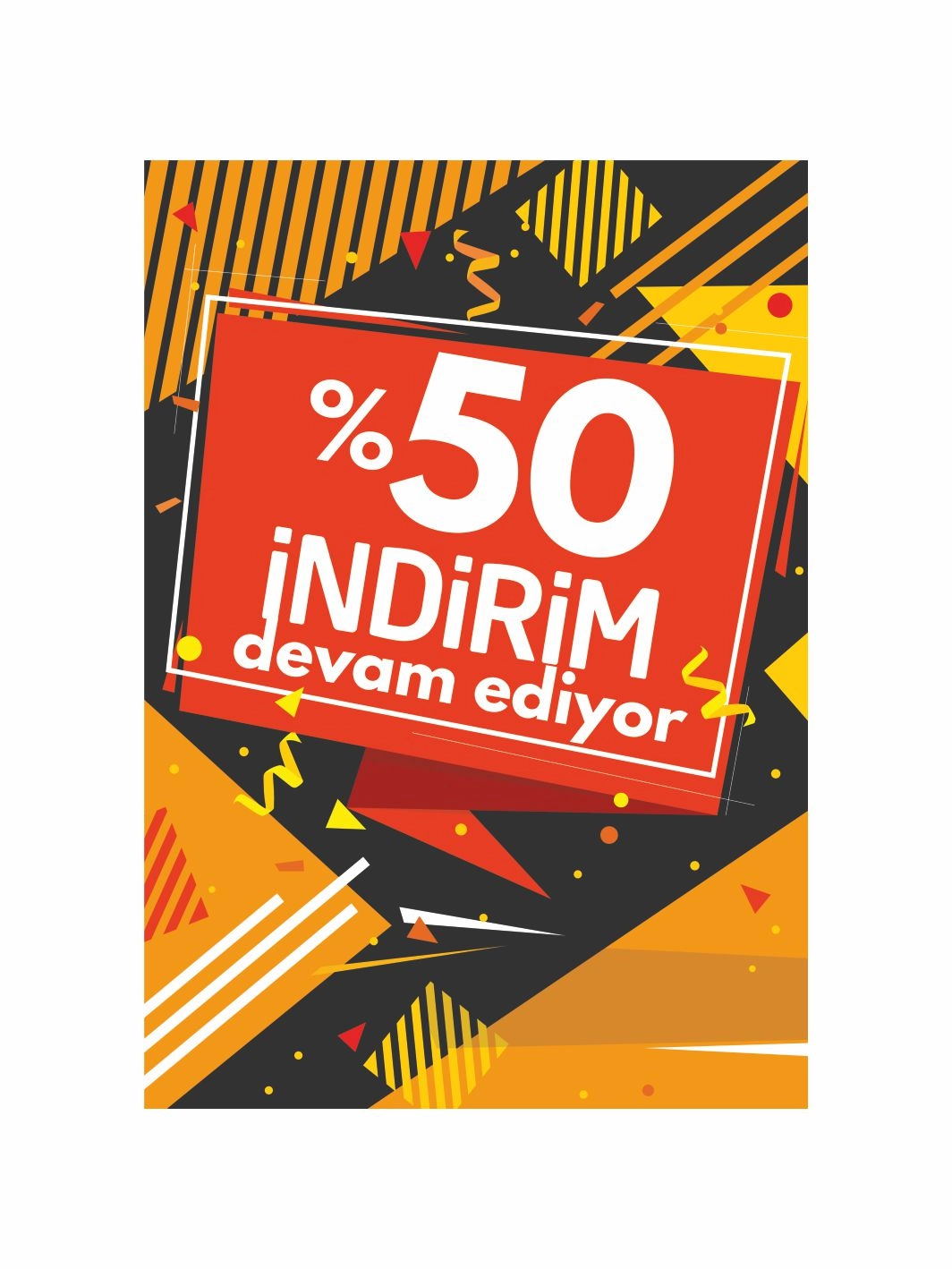 %50 İndirim Devam Ediyor Mağaza Ayaklı Karşılama Panosu