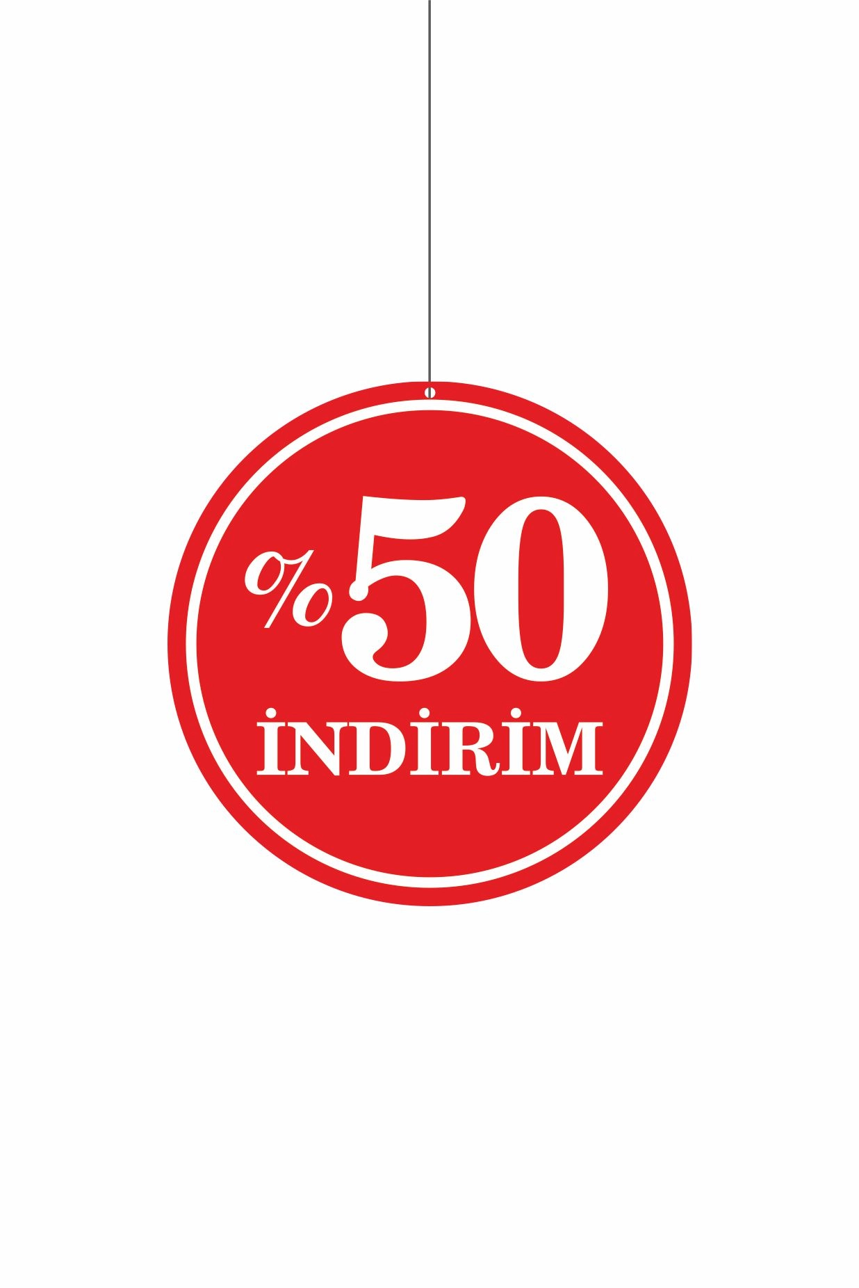 %50 İndirim Mağaza Dönkartı – Tavan Askılı Kampanya Kartı