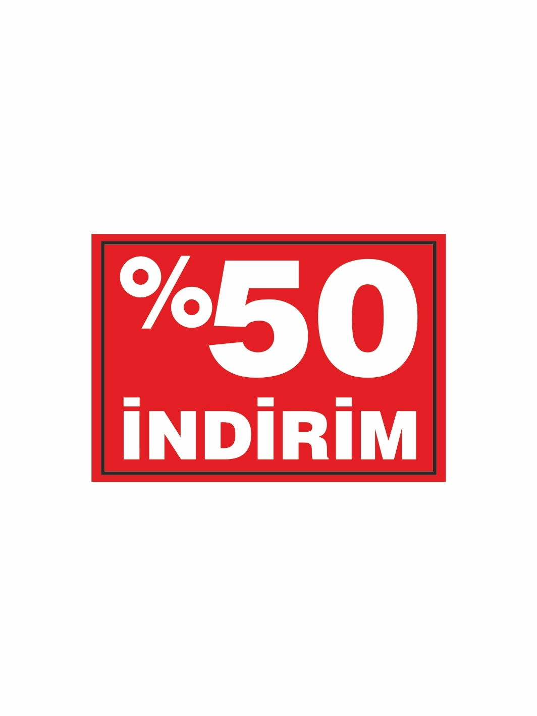 %50 İndirim Yazılı Mağaza PVC Etiketi – Mandallı Etiket Tutucu Uyumlu Kampanya Kartı