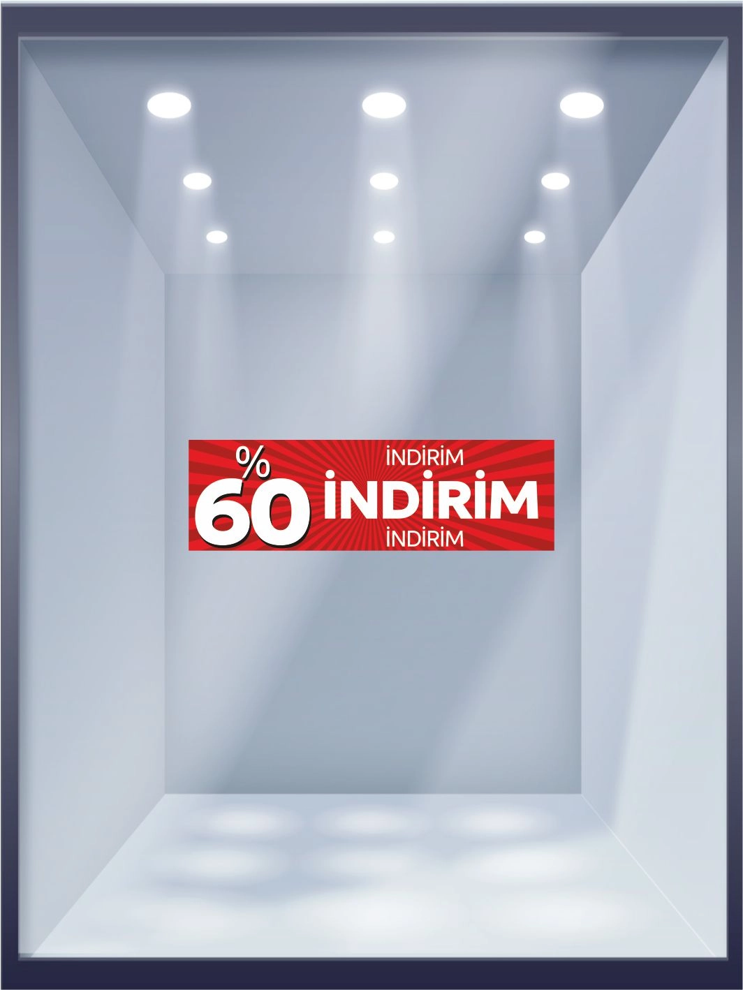%60 İndirim Folyo Baskısı Mağaza Vitrin Hazır Görsel