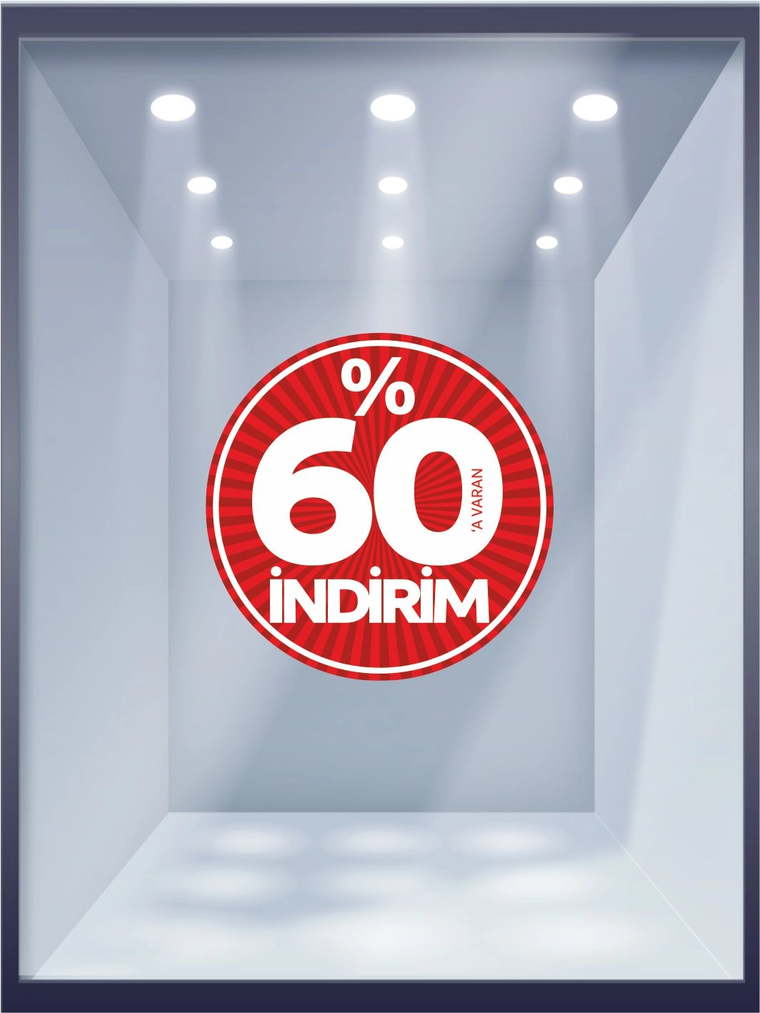 Yüzde 60’a Varan İndirim Folyo Baskı Hazır Mağaza Vitrin Görseli
